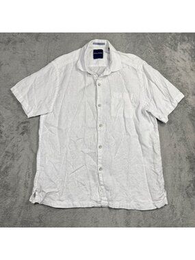 Tommy Bahama White Linen Button Shirt Mens M Vacation Resortwear Summer Preppy